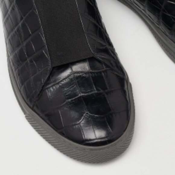 Versace Black Croc Embossed Leather Medusa High Top Sneakers Size 44 - Picture 7 of 7